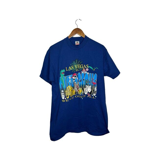 Vintage 1990s 93 Fruit of the Loom Las Vegas Graphic t-shirt single stitch sz L - Picture 1 of 4
